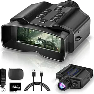 Night Vision Goggles for Adults, 3.99″ HD Screen, 10000mAh Rechargeable Night Vision Binoculars with 64GB Card for Hunting Camping Surveillance